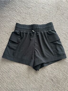 Abercrombie & Fitch Black Elastic-Waist Cargo Athletic Shorts